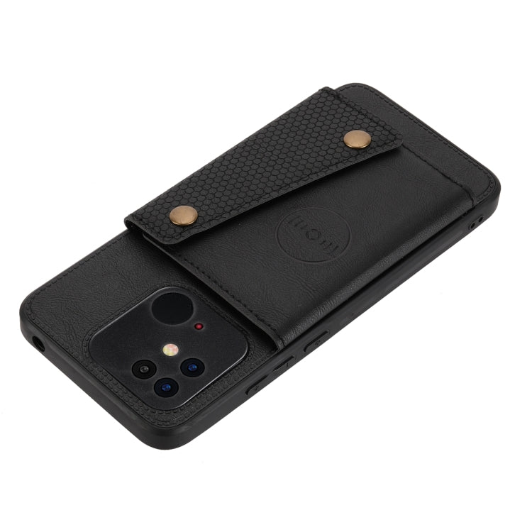 For Xiaomi Redmi 10C Double Buckle PU + TPU Shockproof Magnetic Phone Case
