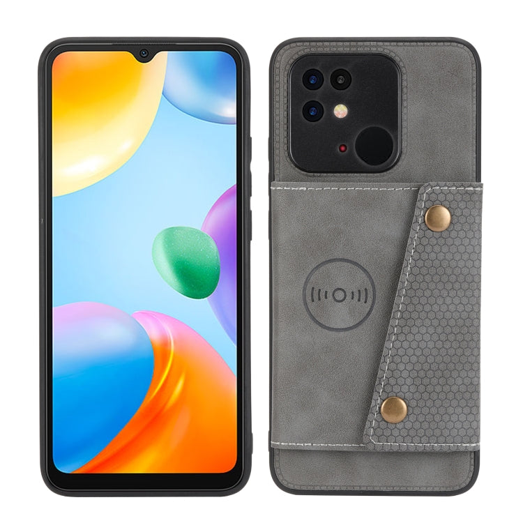 For Xiaomi Redmi 10C Double Buckle PU + TPU Shockproof Magnetic Phone Case