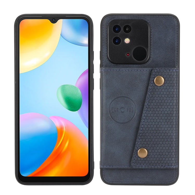 For Xiaomi Redmi 10C Double Buckle PU + TPU Shockproof Magnetic Phone Case