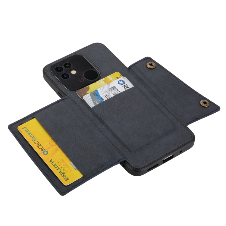 For Xiaomi Redmi 10C Double Buckle PU + TPU Shockproof Magnetic Phone Case