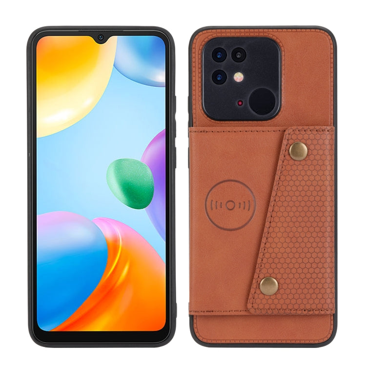 For Xiaomi Redmi 10C Double Buckle PU + TPU Shockproof Magnetic Phone Case