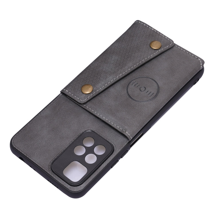 For Xiaomi Redmi Note 11 5G Chinese Double Buckle PU + TPU Shockproof Magnetic Phone Case