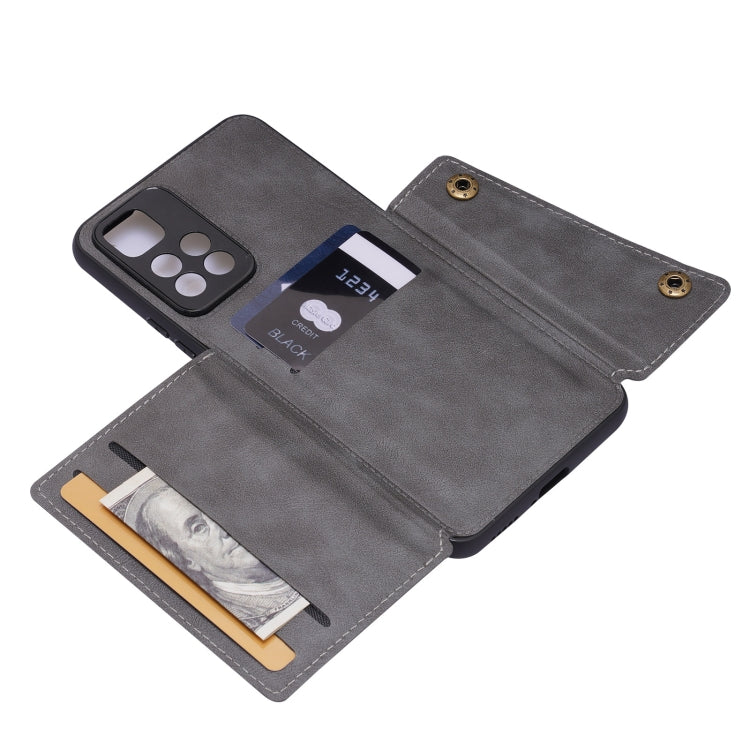 For Xiaomi Redmi Note 11 5G Chinese Double Buckle PU + TPU Shockproof Magnetic Phone Case