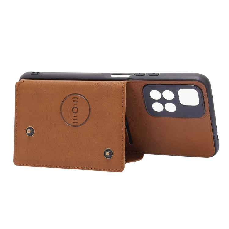 For Xiaomi Redmi Note 11 5G Chinese Double Buckle PU + TPU Shockproof Magnetic Phone Case