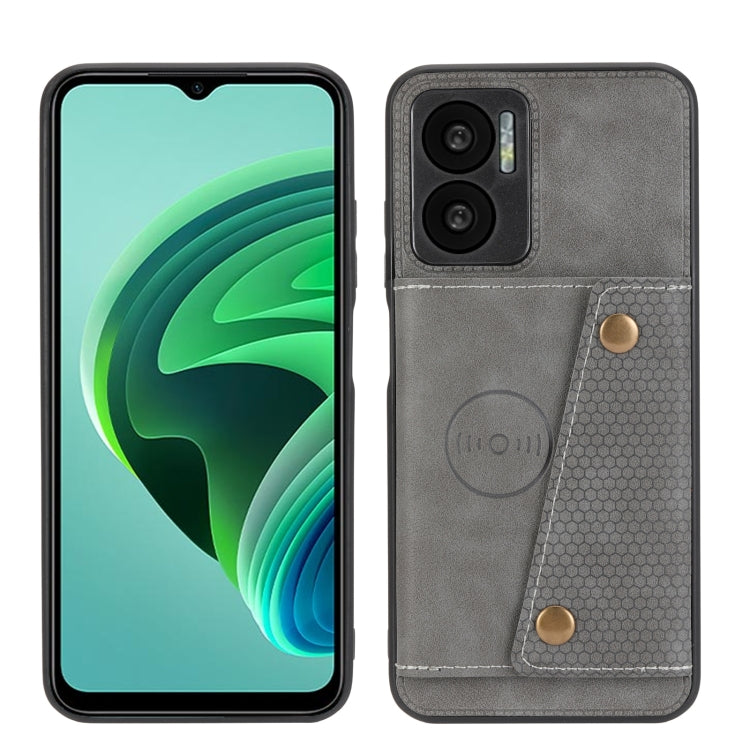 For Xiaomi Redmi Note 11E Double Buckle PU + TPU Shockproof Magnetic Phone Case