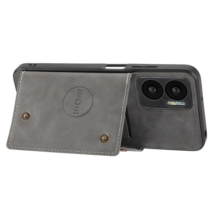 For Xiaomi Redmi Note 11E Double Buckle PU + TPU Shockproof Magnetic Phone Case