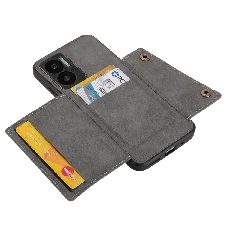 For Xiaomi Redmi Note 11E Double Buckle PU + TPU Shockproof Magnetic Phone Case