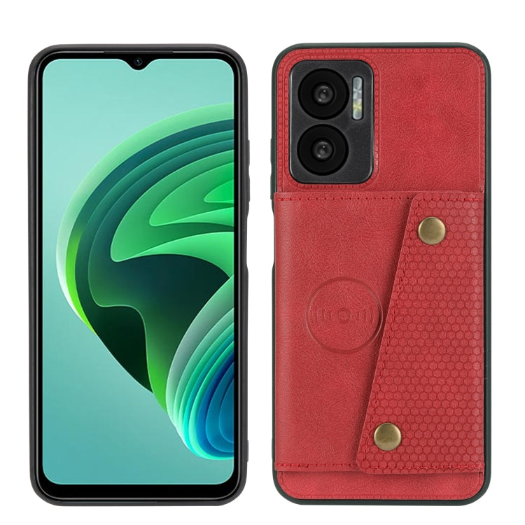 For Xiaomi Redmi Note 11E Double Buckle PU + TPU Shockproof Magnetic Phone Case