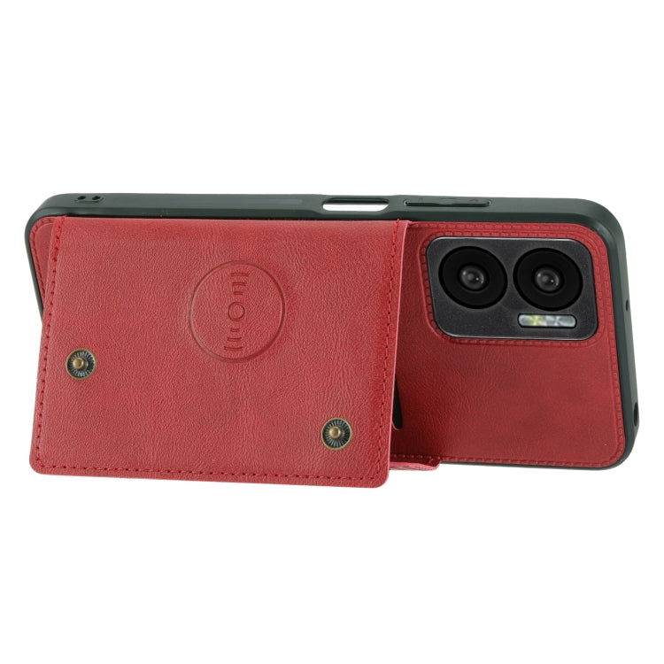 For Xiaomi Redmi Note 11E Double Buckle PU + TPU Shockproof Magnetic Phone Case