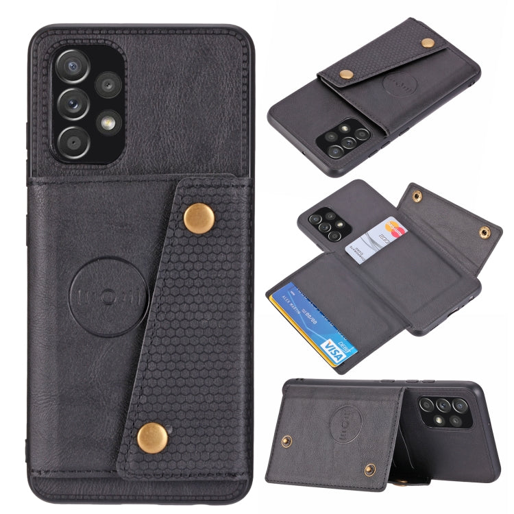 For Samsung Galaxy A73 5G Double Buckle PU + TPU Shockproof Magnetic Phone Case