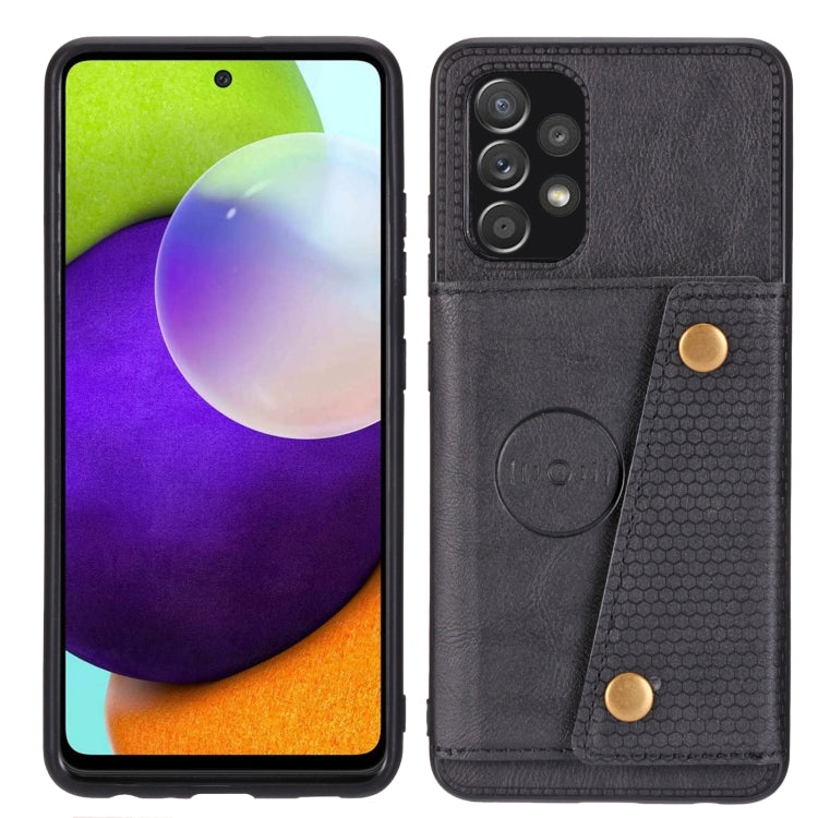 For Samsung Galaxy A73 5G Double Buckle PU + TPU Shockproof Magnetic Phone Case