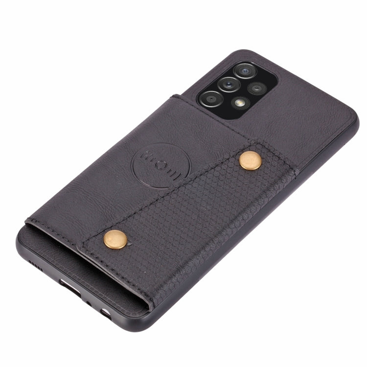 For Samsung Galaxy A73 5G Double Buckle PU + TPU Shockproof Magnetic Phone Case
