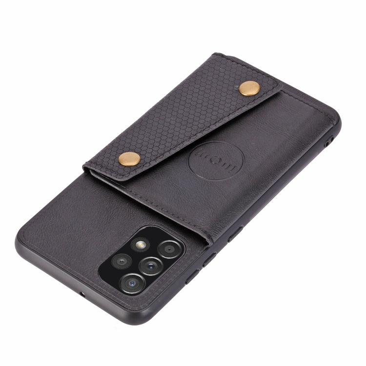For Samsung Galaxy A73 5G Double Buckle PU + TPU Shockproof Magnetic Phone Case