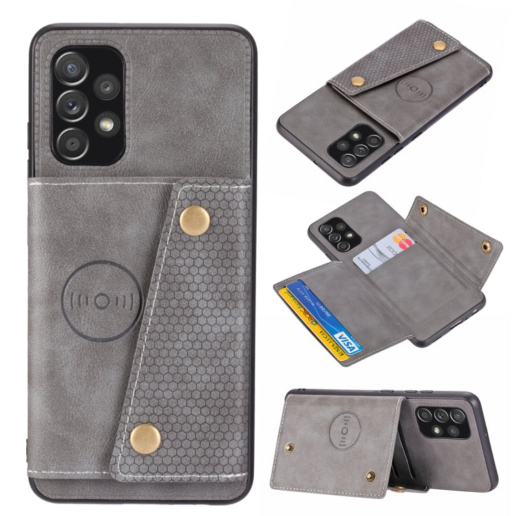 For Samsung Galaxy A73 5G Double Buckle PU + TPU Shockproof Magnetic Phone Case