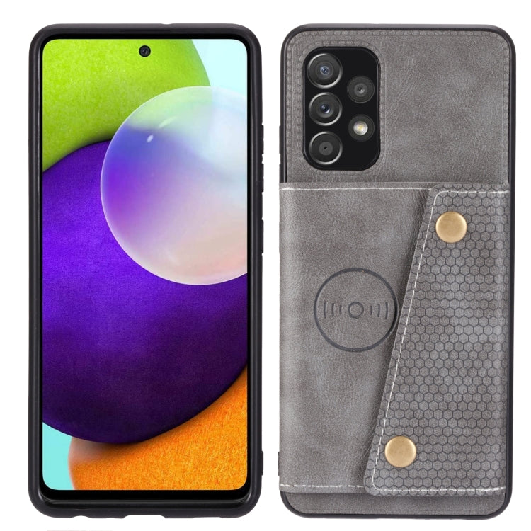 For Samsung Galaxy A73 5G Double Buckle PU + TPU Shockproof Magnetic Phone Case