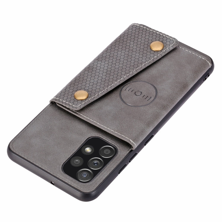 For Samsung Galaxy A73 5G Double Buckle PU + TPU Shockproof Magnetic Phone Case
