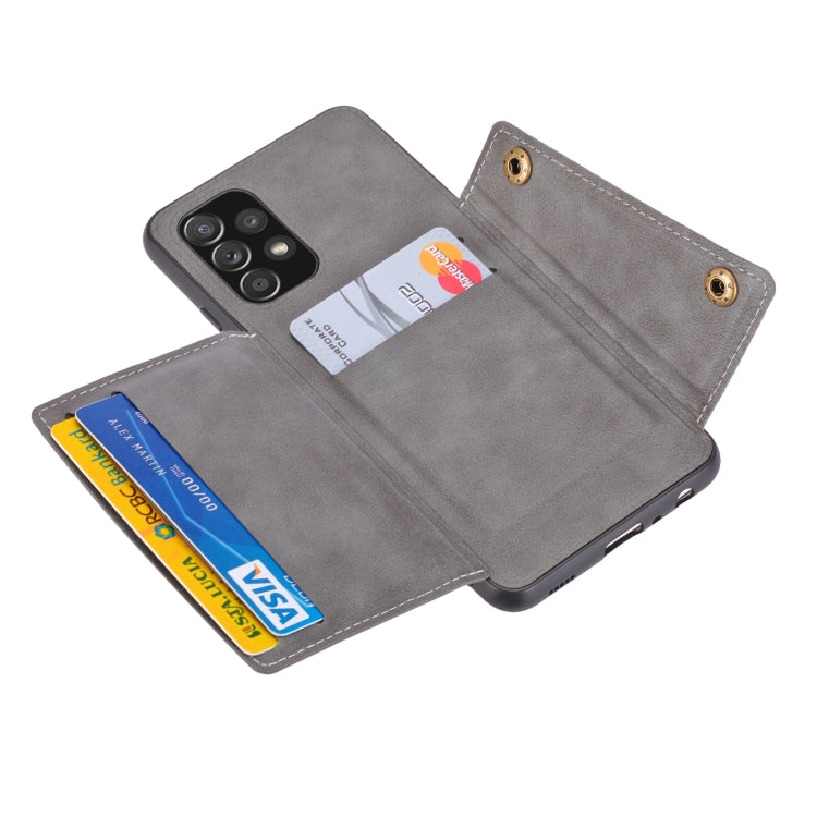 For Samsung Galaxy A73 5G Double Buckle PU + TPU Shockproof Magnetic Phone Case