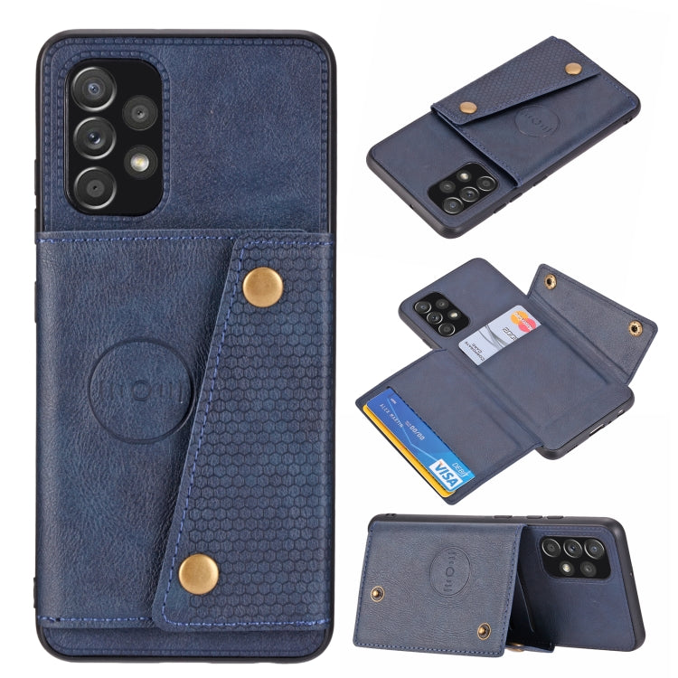 For Samsung Galaxy A73 5G Double Buckle PU + TPU Shockproof Magnetic Phone Case
