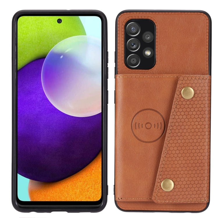 For Samsung Galaxy A73 5G Double Buckle PU + TPU Shockproof Magnetic Phone Case