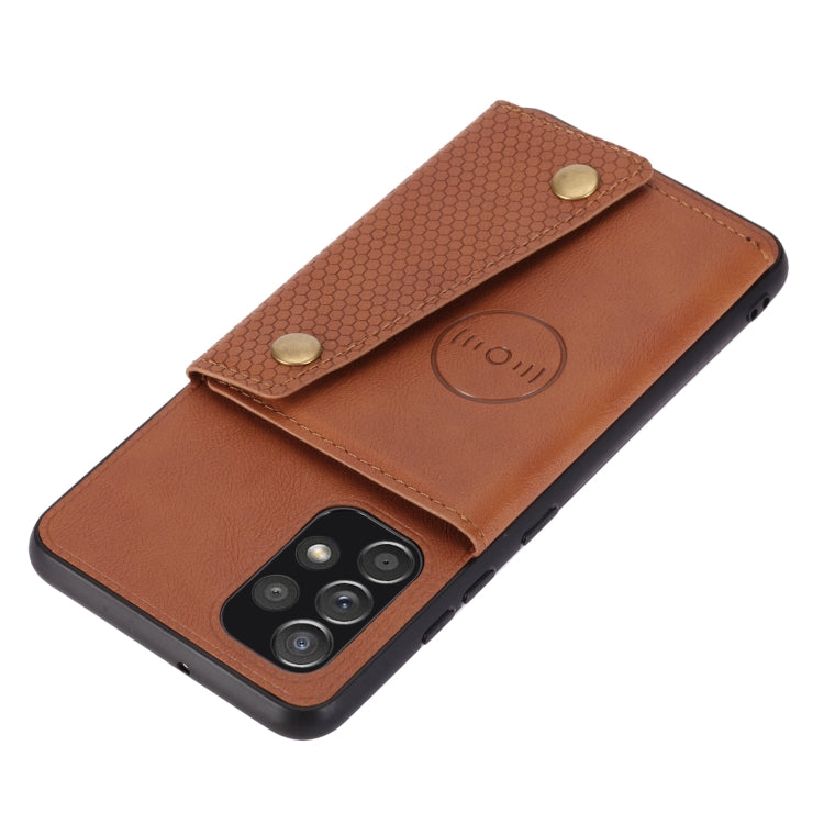 For Samsung Galaxy A73 5G Double Buckle PU + TPU Shockproof Magnetic Phone Case