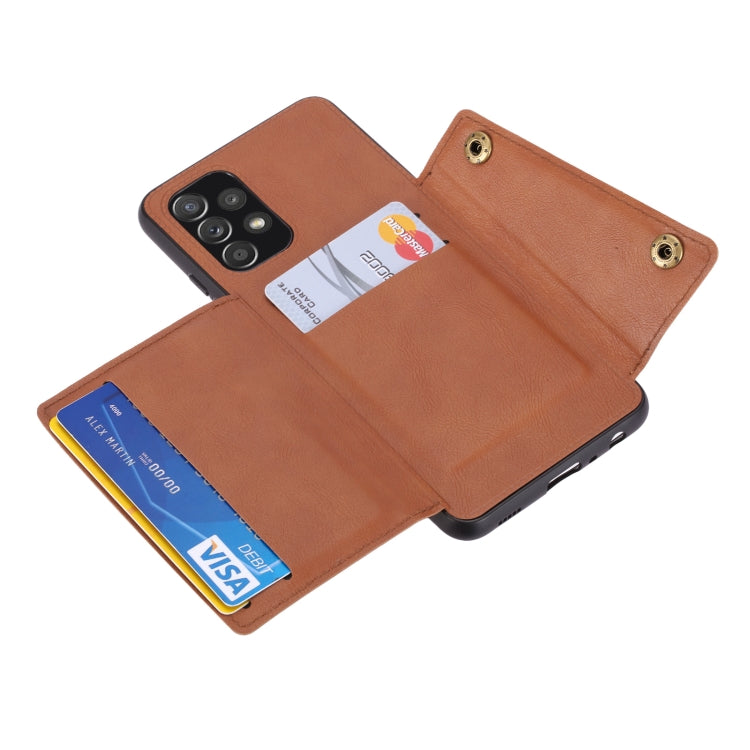 For Samsung Galaxy A73 5G Double Buckle PU + TPU Shockproof Magnetic Phone Case