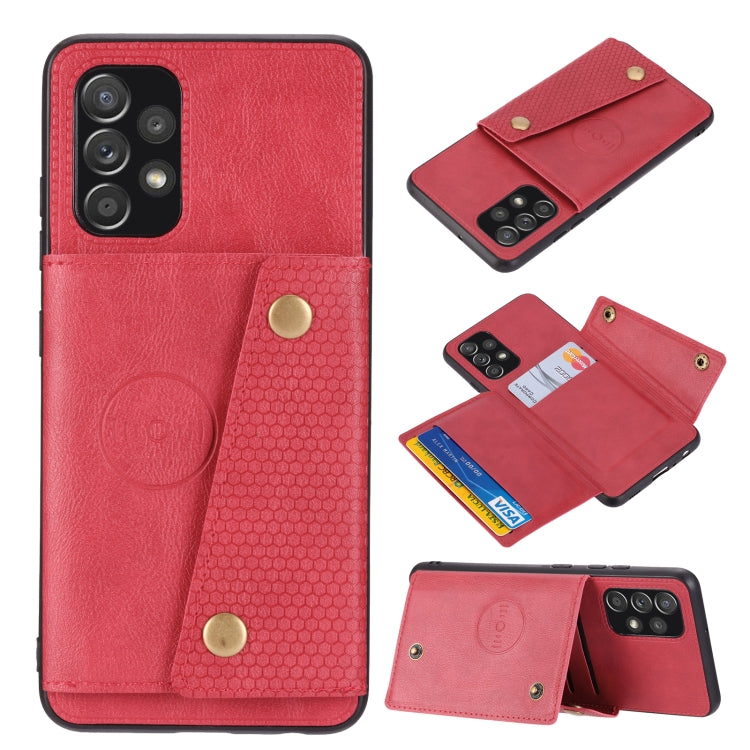 For Samsung Galaxy A73 5G Double Buckle PU + TPU Shockproof Magnetic Phone Case