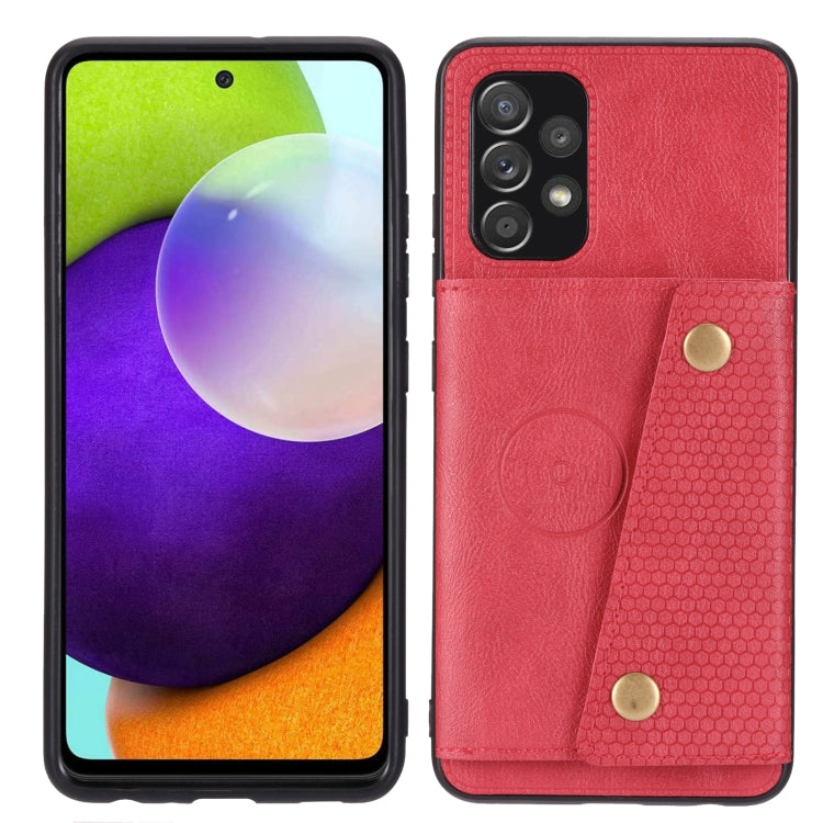 For Samsung Galaxy A73 5G Double Buckle PU + TPU Shockproof Magnetic Phone Case