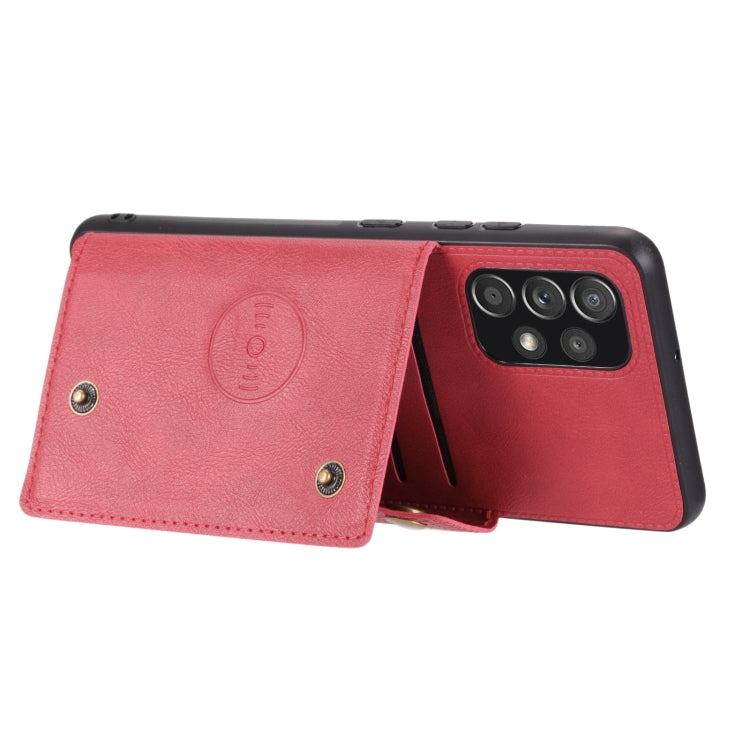 For Samsung Galaxy A73 5G Double Buckle PU + TPU Shockproof Magnetic Phone Case