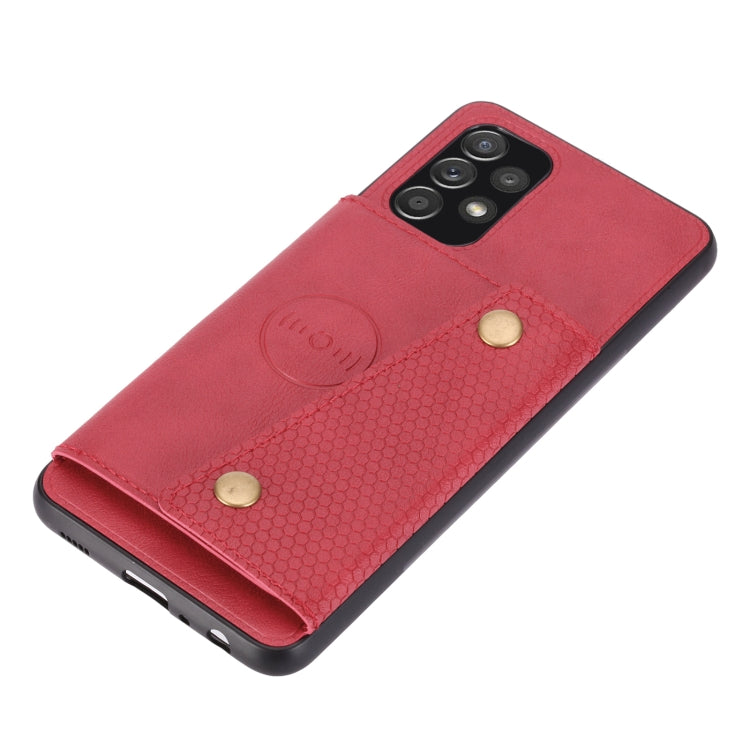 For Samsung Galaxy A73 5G Double Buckle PU + TPU Shockproof Magnetic Phone Case