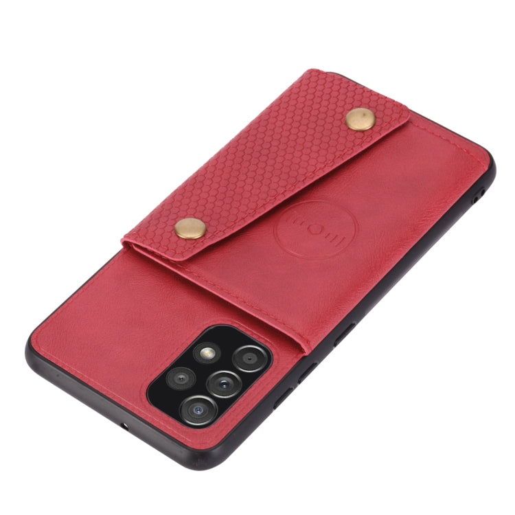 For Samsung Galaxy A73 5G Double Buckle PU + TPU Shockproof Magnetic Phone Case