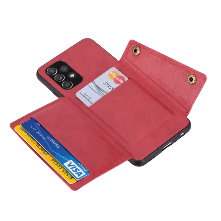 For Samsung Galaxy A73 5G Double Buckle PU + TPU Shockproof Magnetic Phone Case