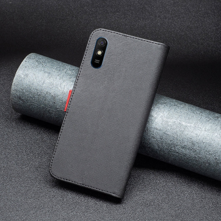For Xiaomi Redmi 9A BF13 Color Matching Cross Texture Leather Phone Case