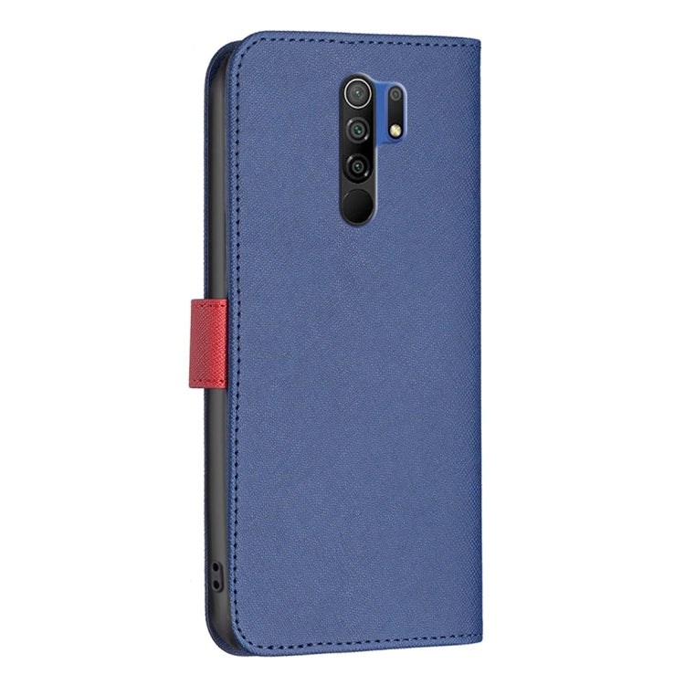 For Xiaomi Redmi 9 BF13 Color Matching Cross Texture Leather Phone Case