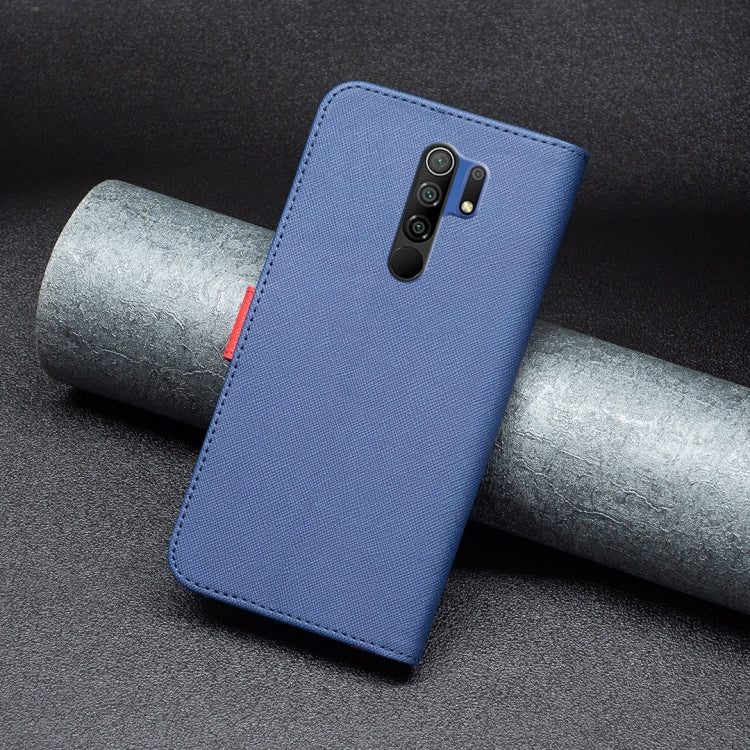 For Xiaomi Redmi 9 BF13 Color Matching Cross Texture Leather Phone Case