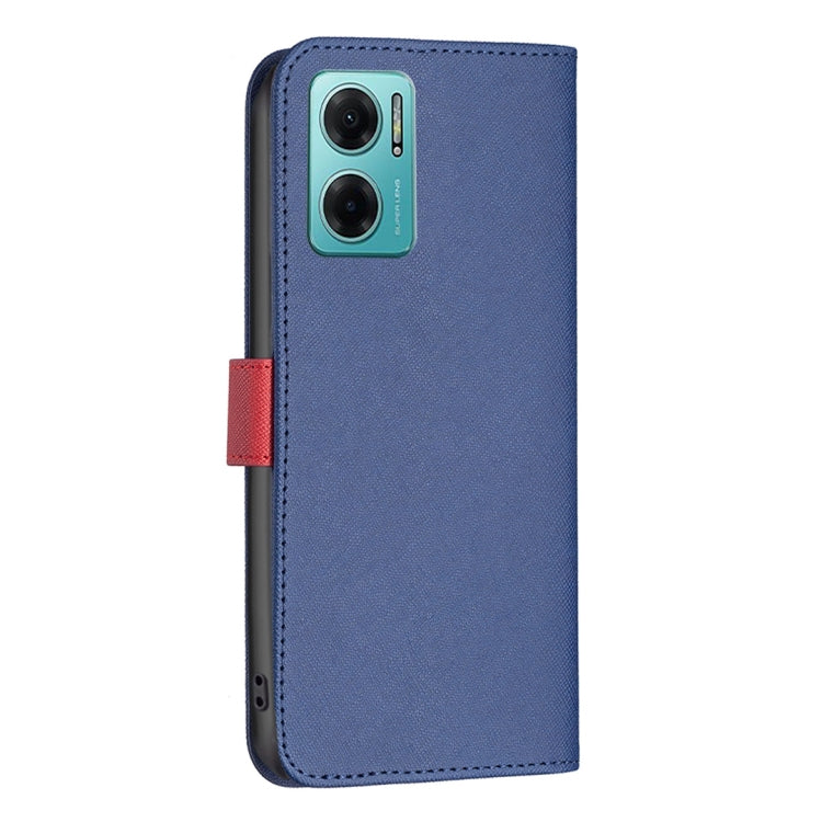 For Xiaomi Redmi 10 5G / Note 11E BF13 Color Matching Cross Texture Leather Phone Case