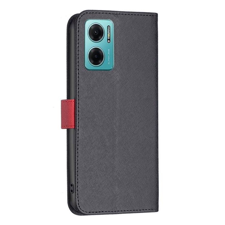 For Xiaomi Redmi 10 5G / Note 11E BF13 Color Matching Cross Texture Leather Phone Case