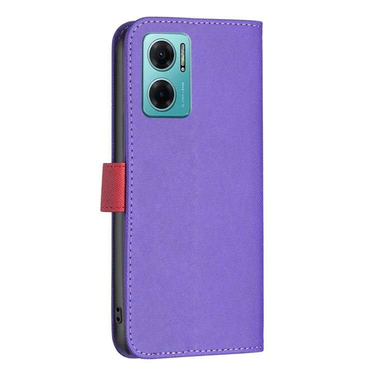 For Xiaomi Redmi 10 5G / Note 11E BF13 Color Matching Cross Texture Leather Phone Case