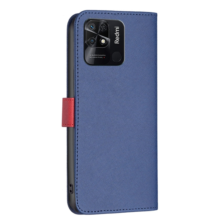 For Xiaomi Redmi 10C BF13 Color Matching Cross Texture Leather Phone Case