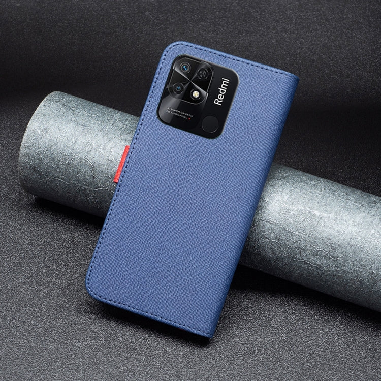 For Xiaomi Redmi 10C BF13 Color Matching Cross Texture Leather Phone Case