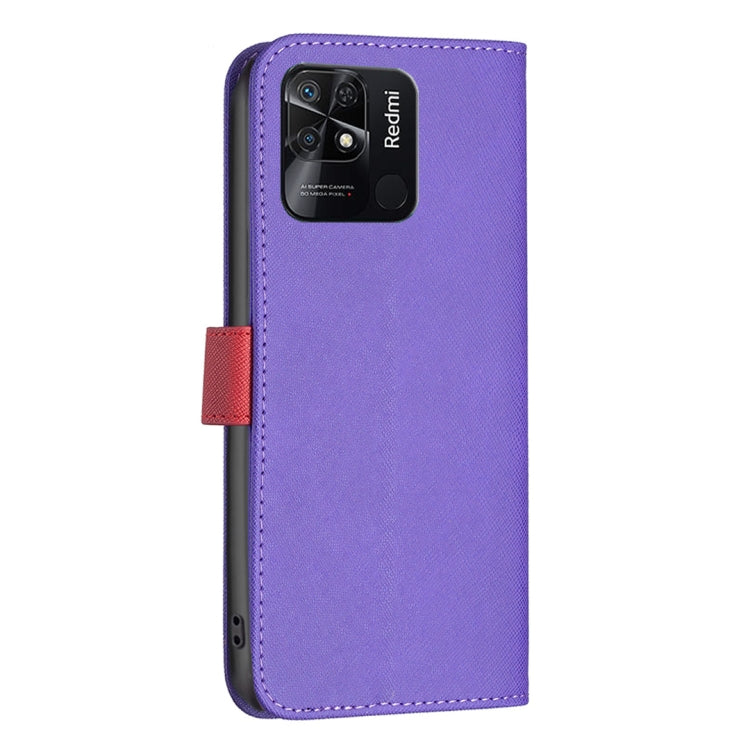 For Xiaomi Redmi 10C BF13 Color Matching Cross Texture Leather Phone Case