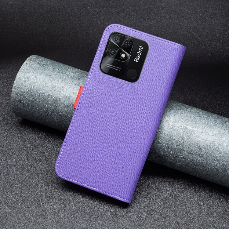 For Xiaomi Redmi 10C BF13 Color Matching Cross Texture Leather Phone Case