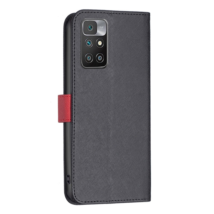 For Xiaomi Redmi 10 BF13 Color Matching Cross Texture Leather Phone Case