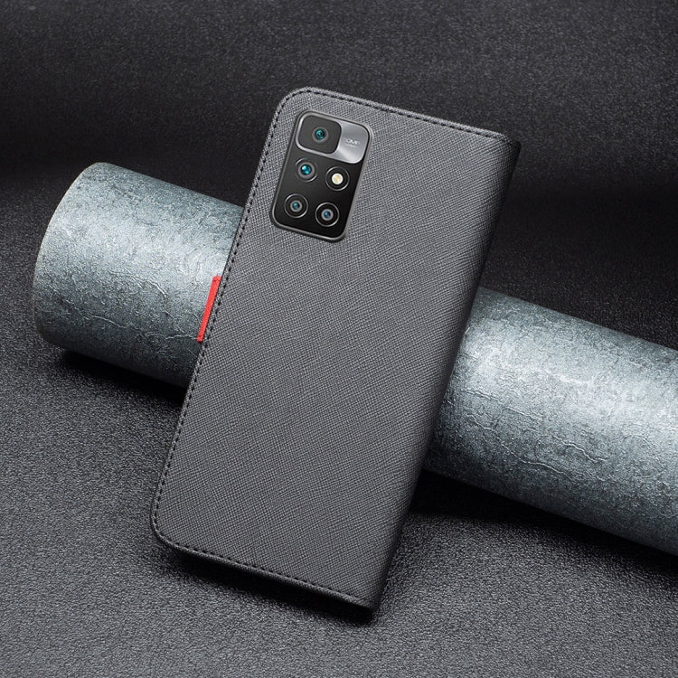 For Xiaomi Redmi 10 BF13 Color Matching Cross Texture Leather Phone Case