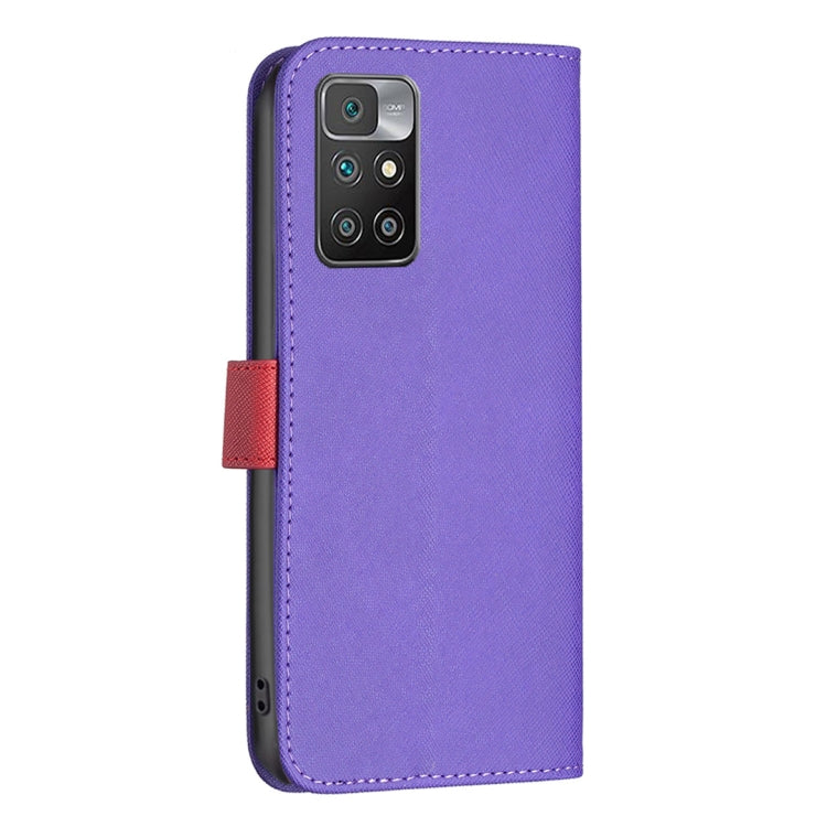 For Xiaomi Redmi 10 BF13 Color Matching Cross Texture Leather Phone Case