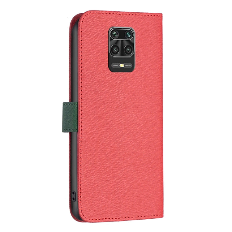 For Xiaomi Redmi Note 9 Pro Max BF13 Color Matching Cross Texture Leather Phone Case