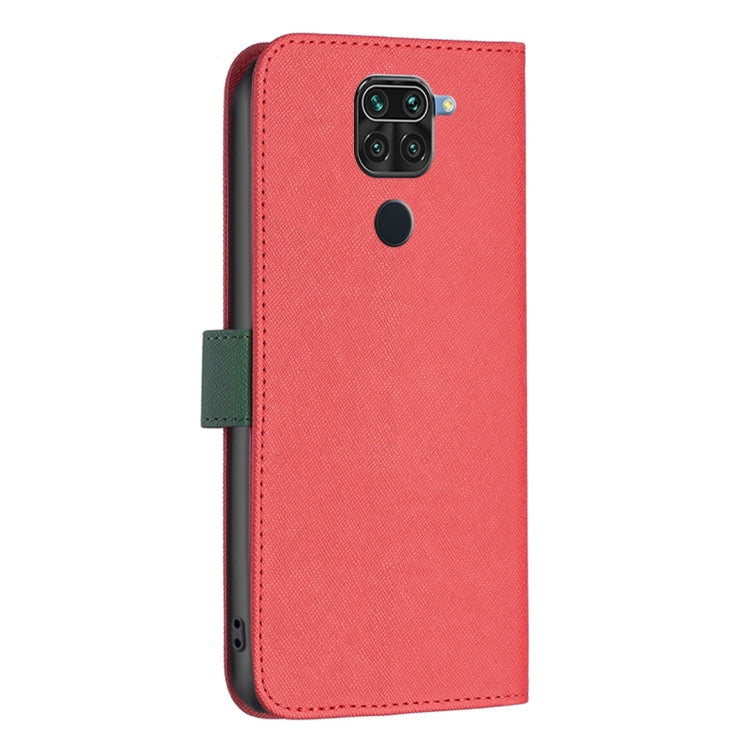 For Xiaomi Redmi Note 9 BF13 Color Matching Cross Texture Leather Phone Case