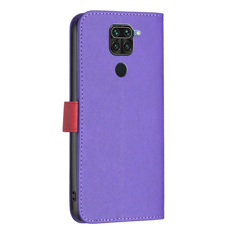 For Xiaomi Redmi Note 9 BF13 Color Matching Cross Texture Leather Phone Case