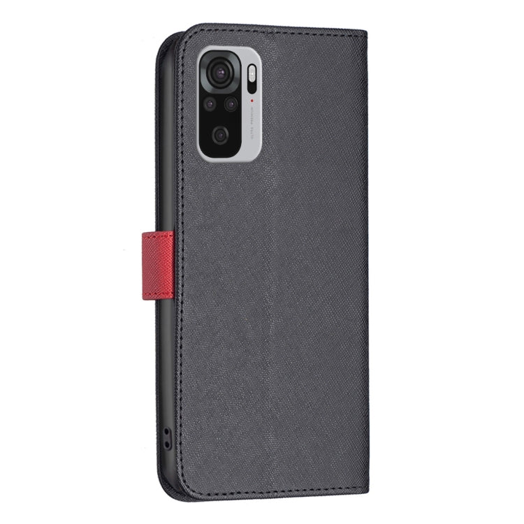 For Xiaomi Redmi Note 10S BF13 Color Matching Cross Texture Leather Phone Case