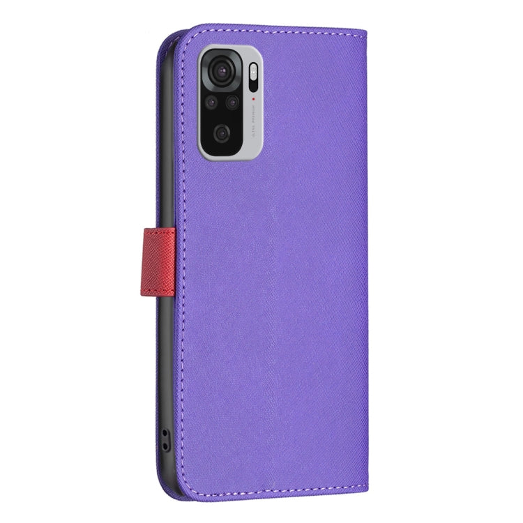 For Xiaomi Redmi Note 10S BF13 Color Matching Cross Texture Leather Phone Case