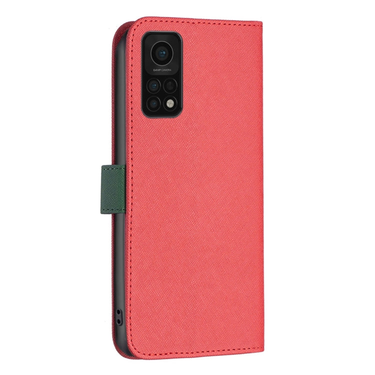 For Xiaomi Mi 10T 5G BF13 Color Matching Cross Texture Leather Phone Case